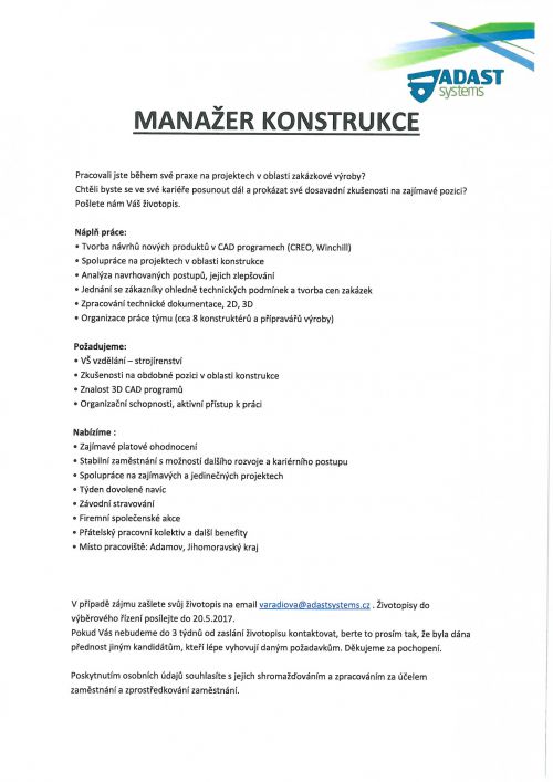 manažer konstrukce