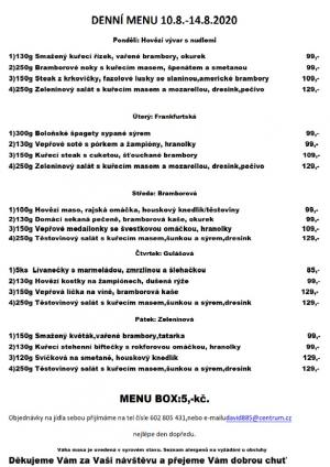 Týdenní menu v Obecní hospodě Babice nad Svitavou 1