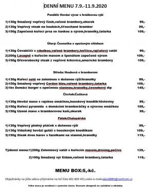 Týdenní menu v Obecní hospodě Babice nad Svitavou 1