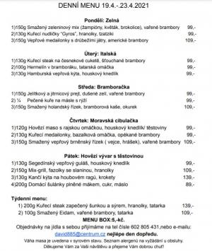 Denní menu v Obecní hospodě Babice nad Svitavou 1