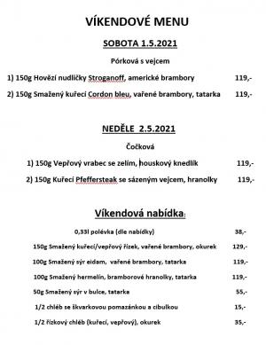Víkendové menu v Obecní hospodě Babice nad Svitavou 1