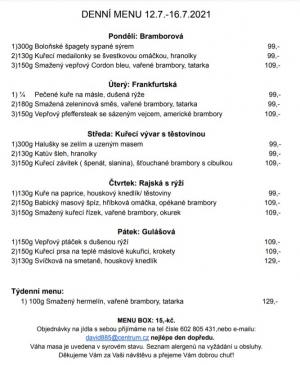 Týdenní menu v Obecní hospodě Babice nad Svitavou 1