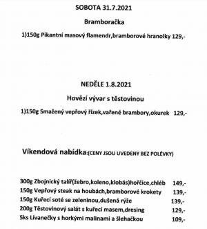 Víkendové menu v Obecní hospodě Babice nad Svitavou 1