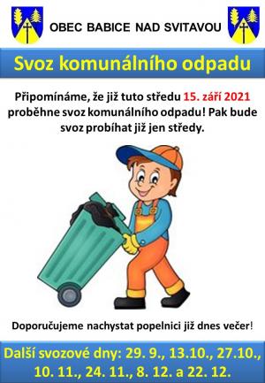 Svoz komunálního odpadu - změna svozového dne!
