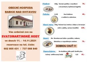 Svatomartinské hody v Obecní hospodě Babice nad Svitavou 1