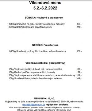 Víkendové menu v Obecní hospodě Babice nad Svitavou 1