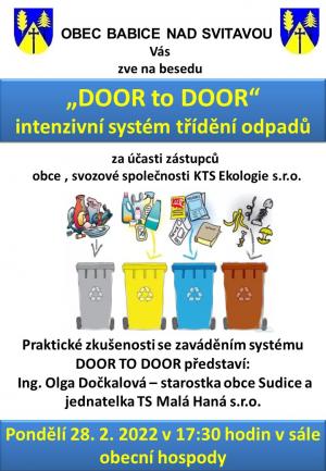Beseda DOOR to DOOR, intenzivní systém třídění odpadů 1