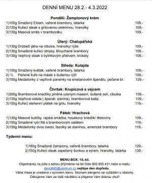 Denní menu v Obecní hospodě Babice nad Svitavou 1