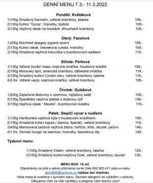 Denní menu v Obecní hospodě Babice nad Svitavou 1
