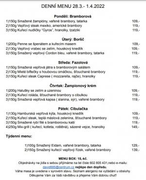 Denní menu v Obecní hospodě Babice nad Svitavou 1