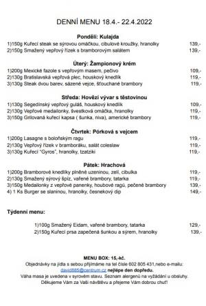 Denní menu v Obecní hospodě Babice nad Svitavou 1