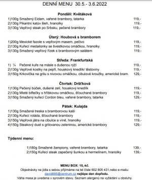 Denní menu v Obecní hospodě Babice nad Svitavou 1