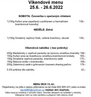 Víkendové menu v Obecní hospodě Babice nad Svitavou 1
