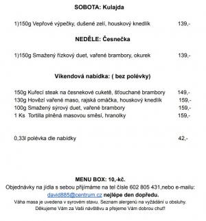 Víkendové menu v Obecní hospodě Babice nad Svitavou 1