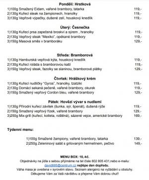 Denní menu v Obecní hospodě Babice nad Svitavou 1