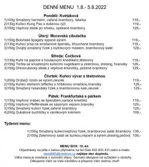 Denní menu v Obecní hospodě Babice nad Svitavou 1