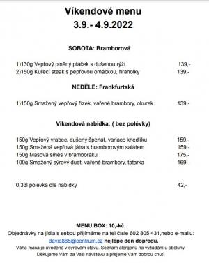 Víkendové menu v Obecní hospodě Babice nad Svitavou 1