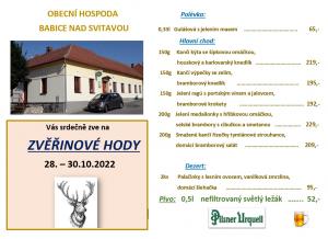 Zvěřinové  hody v Obecní hospodě Babice nad Svitavou 1