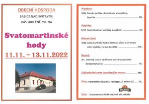 Svatomartinský víkend v Obecní hospodě Babice nad Svitavou 1