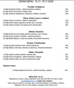 Denní menu v Obecní hospodě Babice nad Svitavou 1