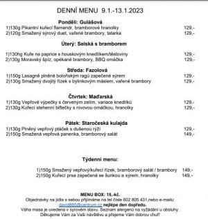 Denní menu v Obecní hospodě Babice nad Svitavou 1