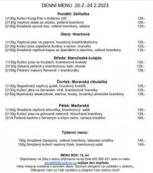 Denní menu v Obecní hospodě Babice nad Svitavou 1