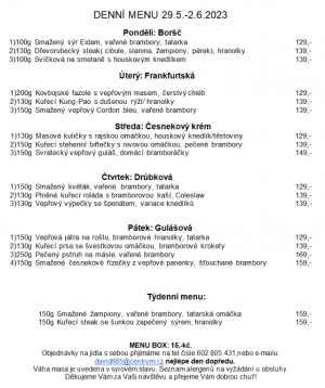 Denní menu v Obecní hospodě Babice nad Svitavou 1