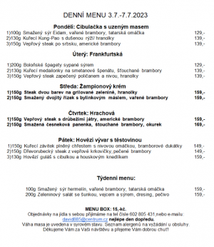 Denní menu v Obecní hospodě Babice nad Svitavou 1