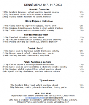 Denní menu v Obecní hospodě Babice nad Svitavou 1