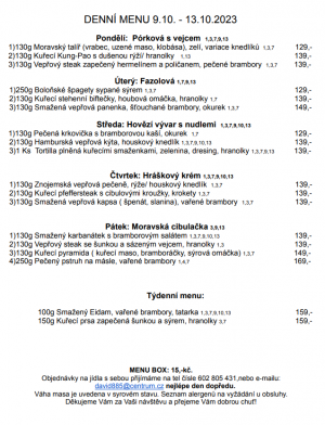 Denní menu v Obecní hospodě Babice nad Svitavou 1