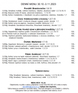 Denní menu v Obecní hospodě Babice nad Svitavou 1