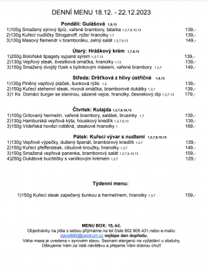 Denní menu v Obecní hospodě Babice nad Svitavou 1