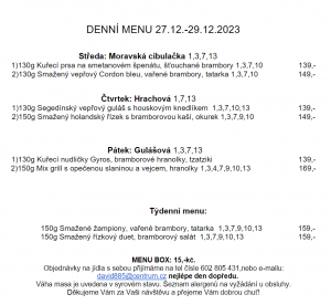 Denní menu v Obecní hospodě Babice nad Svitavou 1