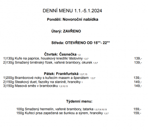 Denní menu v Obecní hospodě Babice nad Svitavou 1