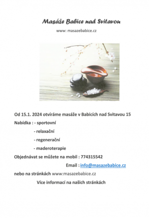 Otvíráme masáže v Babicích nad Svitavou 1