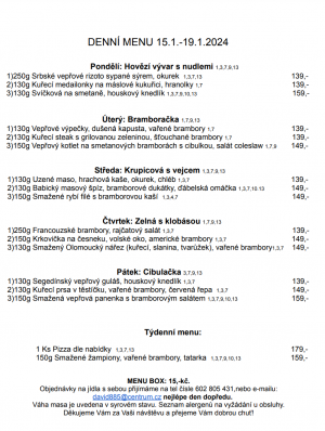 Denní menu v Obecní hospodě Babice nad Svitavou 1