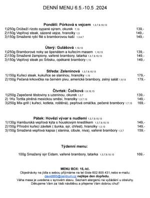 Denní menu v Obecní hospodě Babice nad Svitavou 1