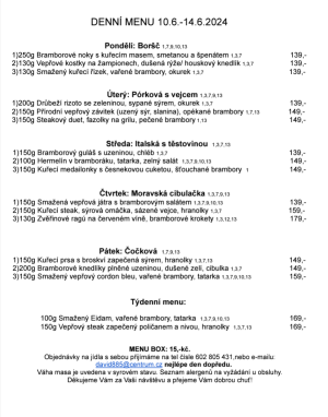 Denní menu v Obecní hospodě Babice nad Svitavou 1