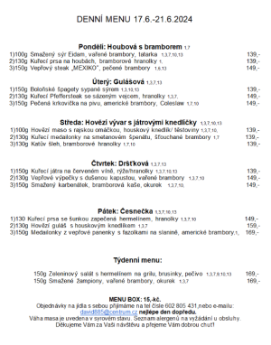 Denní menu v Obecní hospodě Babice nad Svitavou 1
