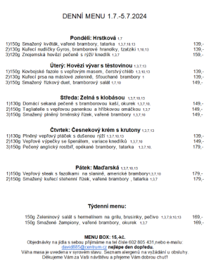 Denní menu v Obecní hospodě Babice nad Svitavou 1