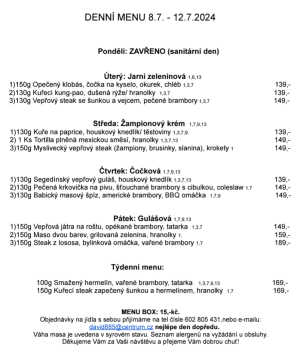 Denní menu v Obecní hospodě Babice nad Svitavou 1