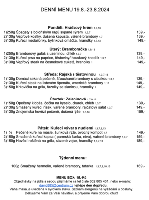 Denní menu v Obecní hospodě Babice nad Svitavou 1
