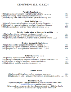 Denní menu v Obecní hospodě Babice nad Svitavou 1