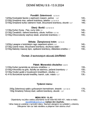 Denní menu v Obecní hospodě Babice nad Svitavou 1