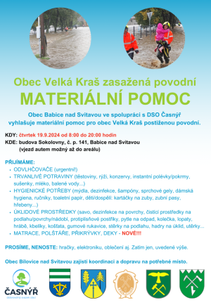Sbírka materiální pomoci v Babicích nad Svitavou !!! 1