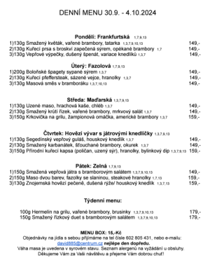 Denní menu v Obecní hospodě Babice nad Svitavou 1
