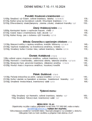 Denní menu v Obecní hospodě Babice nad Svitavou 1