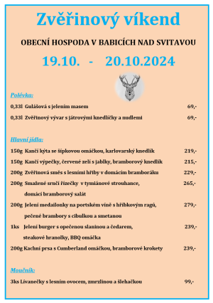 Zvěřinový víkend v Obecní hospodě Babice nad Svitavou 1