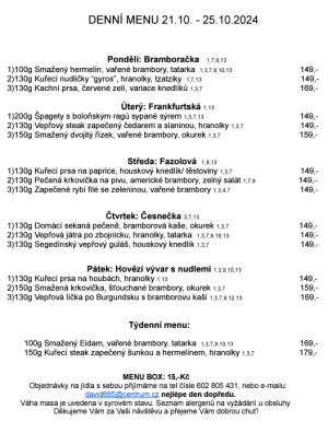 Denní menu v Obecní hospodě Babice nad Svitavou 1