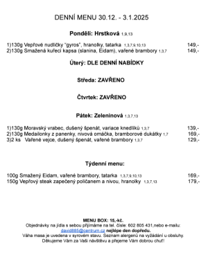 Denní menu v Obecní hospodě Babice nad Svitavou 1